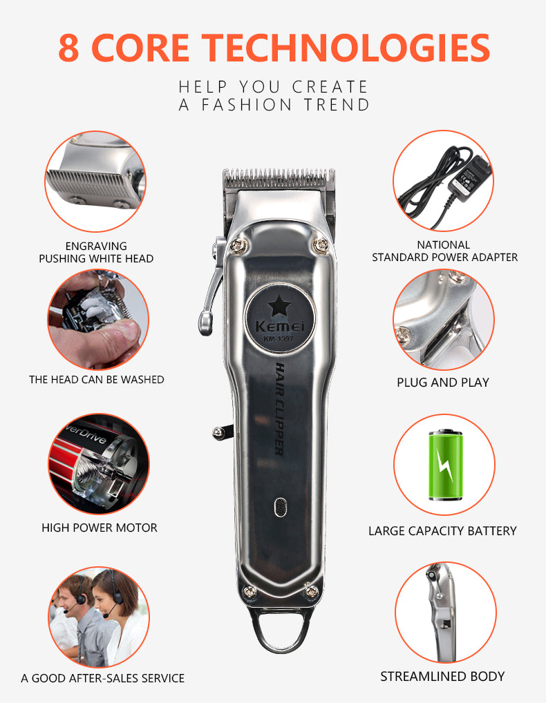 Professional Hair Trimmer for Men | Rechargeable Beard & Hair Clipper